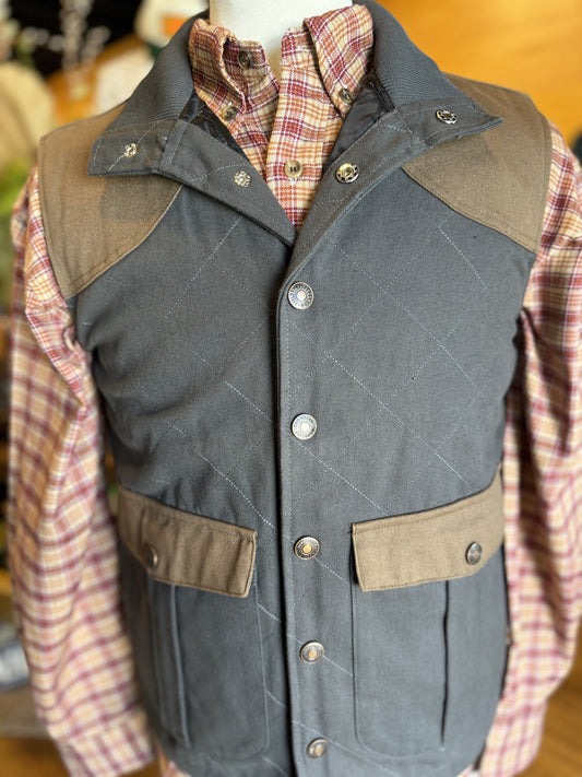 Fieldstone Button Vest - Brown and Black